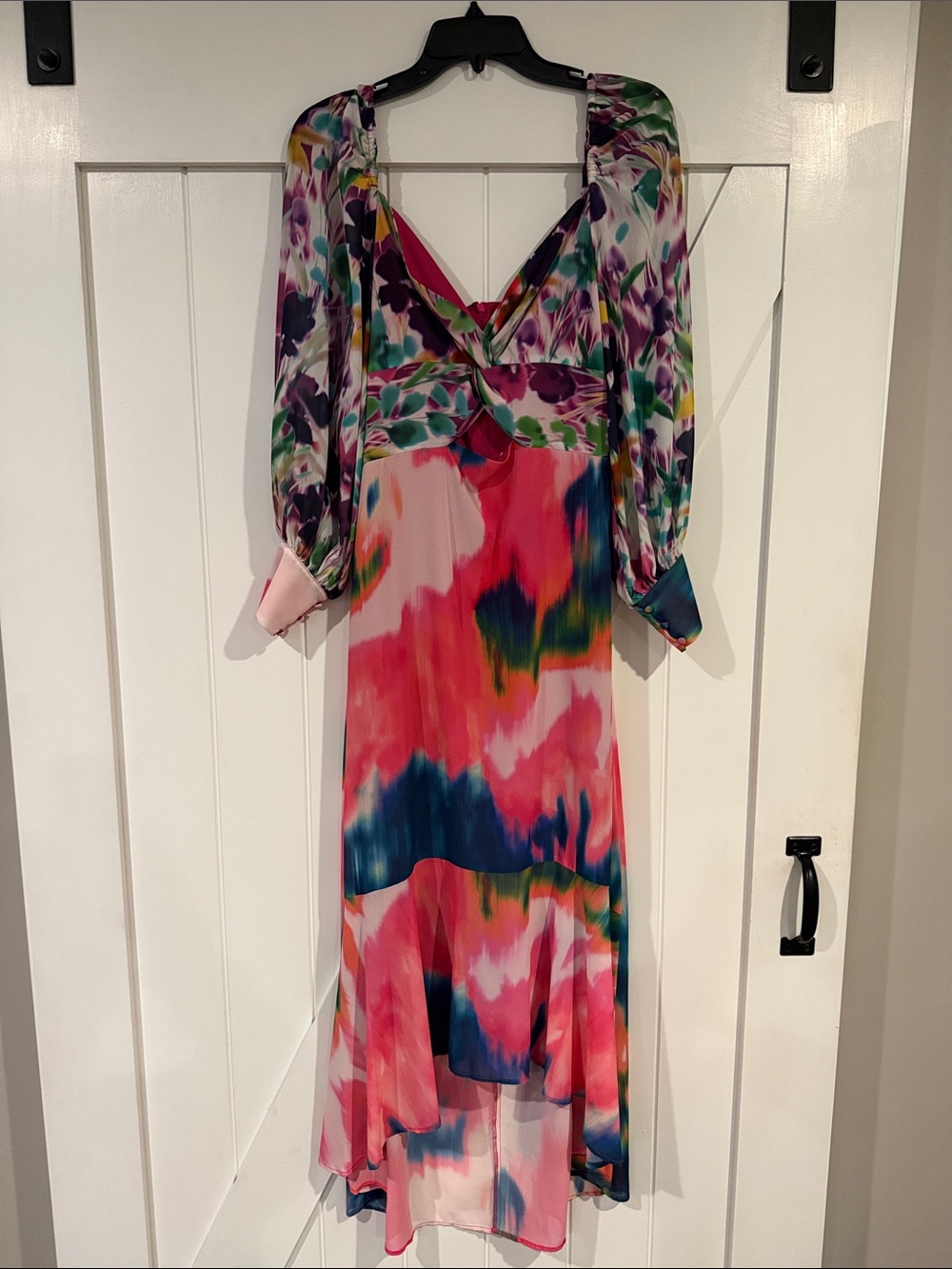 One33 Social Multicolor Watercolor Maxi Dress with V-Neck